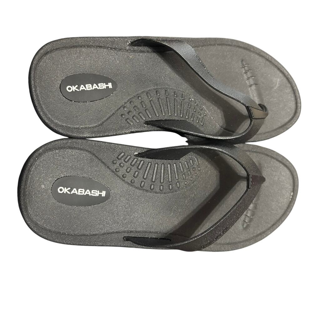 Okabashi Black Thong Sandals ML Comfort Flip Flops Made in USA Womens
